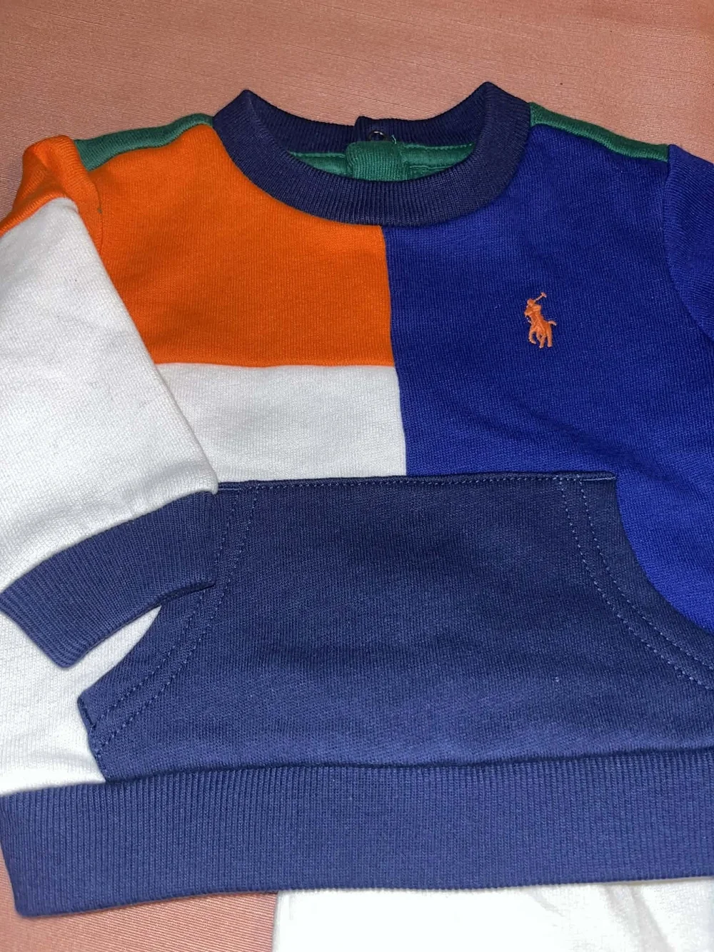 Polo by Ralph Lauren Kids Colorblock Sweatshirt & Shorts Set - Navy/Orange/White